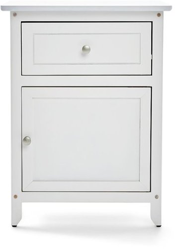 Click Decor - Alcott Side Table with Single Drawer and Storage Cabinet - White