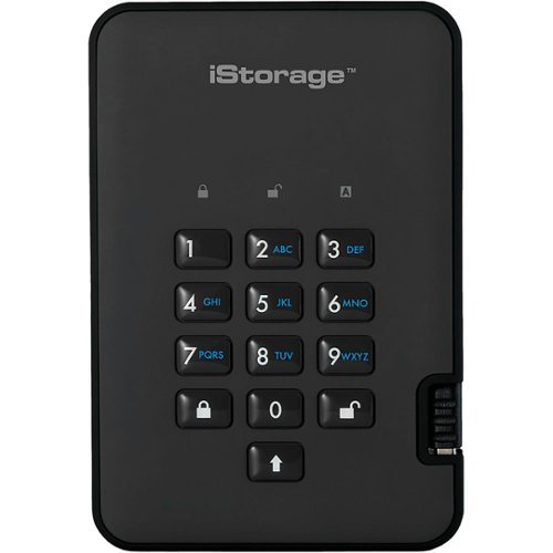 iStorage - diskAshur² 1TB USB 3.2 Gen 1 Portable HDD with Hardware Encryption - Black