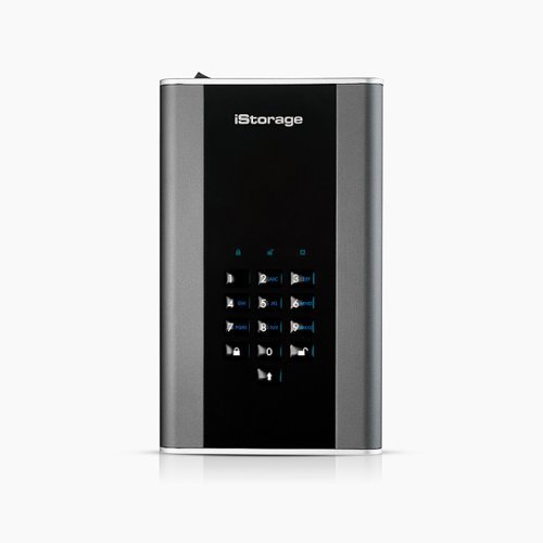 iStorage - diskAshur DT² 10TB USB 3.2 Gen 1 Portable HDD with Hardware Encryption - Black