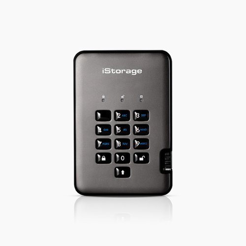 iStorage - diskAshur PRO² 1TB USB 3.2 Gen 1 Portable HDD with Hardware Encryption - Black