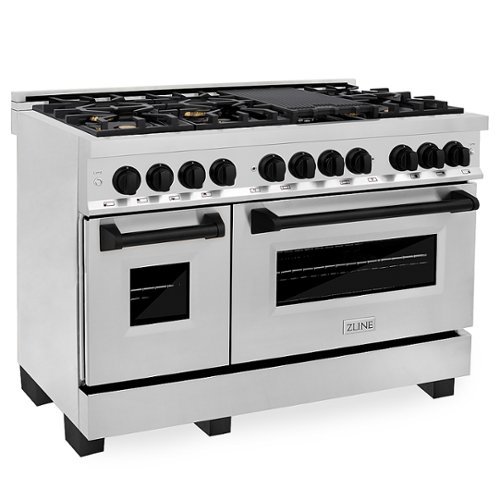 ZLINE - Dual Fuel Range with Gas Stove and Electric Oven with Matte Black Accents - Matte Black Accents