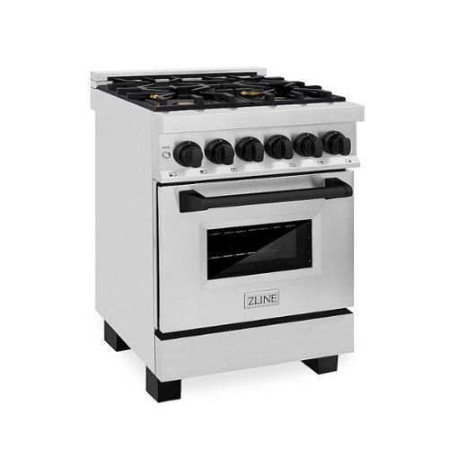 ZLINE - Dual Fuel Range with Gas Stove and Electric Oven in Stainless Steel with Matte Black Accents - Stainless Steel/Matte Black