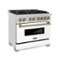ZLINE - Dual Fuel Range with Gas Stove and Electric Oven in Stainless Steel with White Matte Door and Champagne Bronze Accents - Multicolor-Front_Standard 