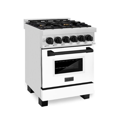 ZLINE - Dual Fuel Range with Gas Stove and Electric Oven in Stainless Steel with White Matte Door and Matte Black Accents - Multicolor