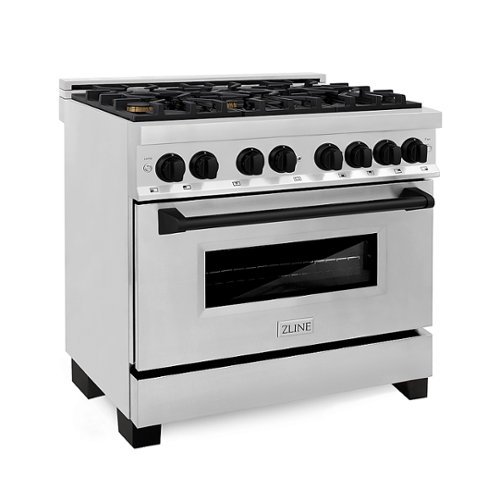 ZLINE - Dual Fuel Range with Gas Stove and Electric Oven - Stainless Steel with Matte Black Accents