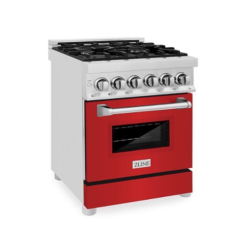 ZLINE - Dual Fuel Range with Gas Stove and Electric Oven in Stainless Steel and Red Matte Door - Multicolor