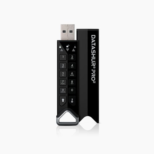 iStorage - datAshur PRO² 64GB USB 3.2 Gen 2 Secure Flash Drive with Hardware Encryption - Black-Front_Standard 