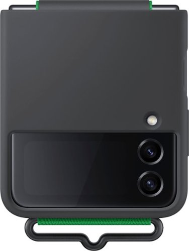 Samsung - Silicone Cover with Strap for Galaxy Z Flip4 - Black-Front_Standard 