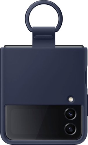 Samsung - Silicone Cover with Ring for Galaxy Z Flip4 - Navy-Front_Standard 