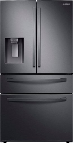 Samsung - Geek Squad Certified Refurbished 28  cu. ft. 4-Door French Door Refrigerator with FlexZone Drawer - Black stainless steel