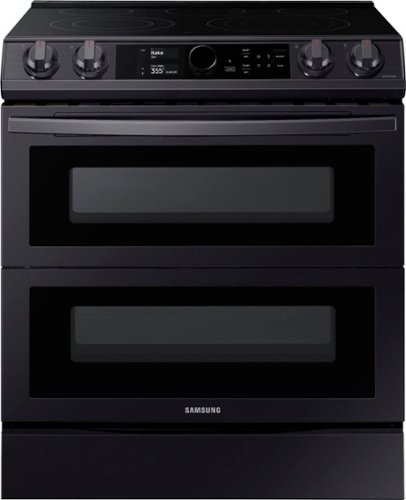 Samsung - Geek Squad Certified Refurb 6.3 cu. ft. Flex Duo Front Cntrl Slide-in Electric Range with Smart Dial, Air Fry & Wi-Fi - Black stainless steel