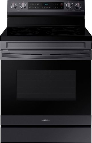 Samsung - Geek Squad Certified Refurbished 6.3 cu. ft. Freestanding Electric Range with WiFi, No-Preheat Air Fry & Convection - Black stainless steel