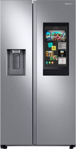 Samsung - Geek Squad Certified Refurbished 21.5 Cu. Ft. Side-by-Side Counter-Depth Refrigerator with 21.5" Touchscreen Family Hub - Stainless steel