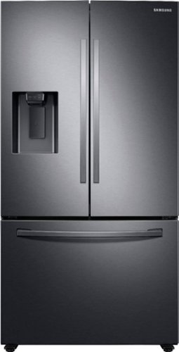 Samsung - Geek Squad Certi Refurb 27 cu. ft. Large Capacity 3-Door French Door Refrigerator with External Water & Ice Dispenser - Black stainless steel