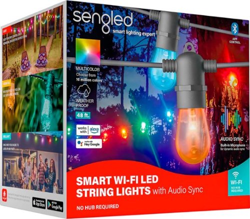 Sengled Wi-Fi Bluetooth String Lights with Audio Sync - 48FT - Multicolor WORLDWIDE DELIVERY