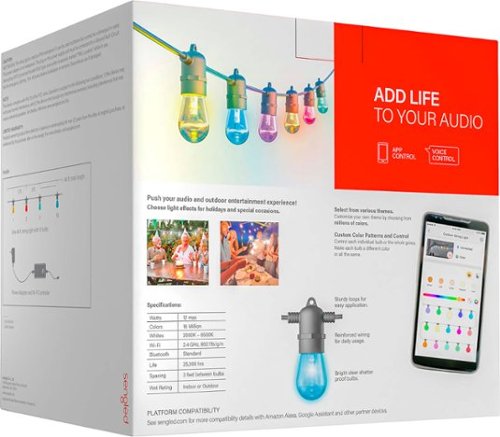 Sengled Wi-Fi Bluetooth String Lights with Audio Sync - 48FT - Multicolor GLOBAL SHIPPING