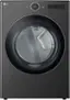 Front. LG - 7.4 Cu. Ft. Stackable Smart Electric Dryer with TurboSteam - Black Steel.