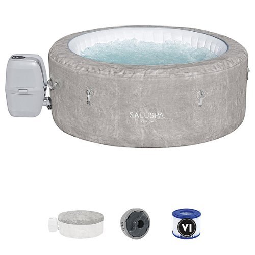 Bestway - SaluSpa Zurich 4-Person Portable Round Inflatable Air Jet Hot Tub Spa - Gray-Front_Standard 