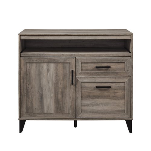 

Walker Edison - Modern Storage Secretary Desk with Gliding Shelf - Grey Wash