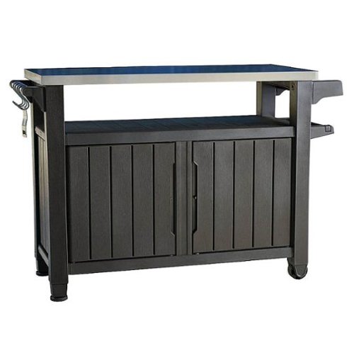 Keter - 78 Gallon Patio Storage Unit BBQ Grilling Bar Cart Furniture - Dark Brown