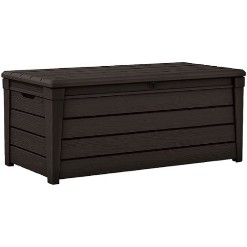 Keter - 120 Gal Patio Deck Box Weatherproof Resin Storage Bench - Brown-Front_Standard 