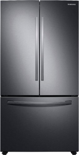 Samsung - Geek Squad Certified Refurbished 28 cu. ft. Large Capacity 3-Door French Door Refrigerator with Internal Water Dispenser - Black stainless steel