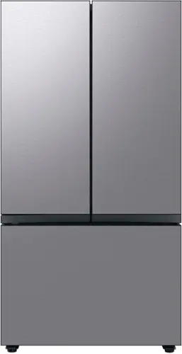 Front. Samsung - OBX Bespoke 30 cu. ft. 3-Door French Door Refrigerator with Beverage Center - stainless steel.