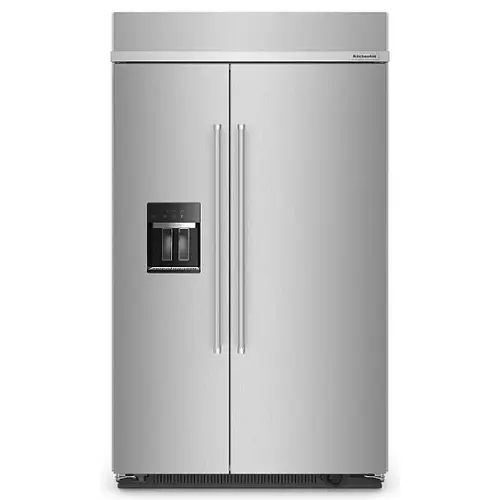 Front. KitchenAid - 29.4 Cu. Ft. Side-by-Side Built-In Refrigerator with Ice and Water Dispenser - Stainless Steel.
