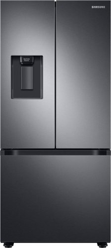 Samsung - Geek Squad Certified Refurbished 22 cu. ft. Smart 3-Door French Door Refrigerator with External Water Dispenser - Black stainless steel