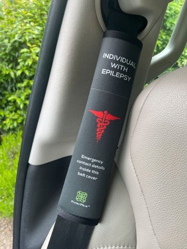 Protect Me Seatbelt Cover - Individual with Epilepsy - Black GLOBAL SHIPPING