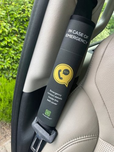 Protect Me Seatbelt Cover - Individual In Case of Emergency (sos) - Black GLOBAL SHIPPING