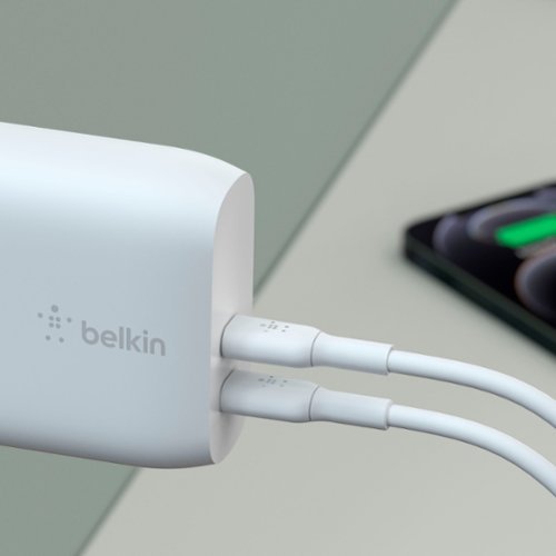 Belkin BOOST↑CHARGE Dual Port USB C Wall Charger - USB-C Charger 40W Fast Charging for Apple iPhone and Samsung - White BUY IN EUROPE