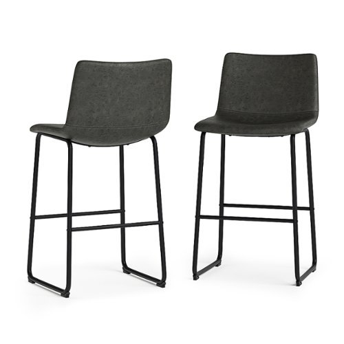 

Simpli Home - Warner Bar Stool (Set of 2) - Distressed Charcoal Grey