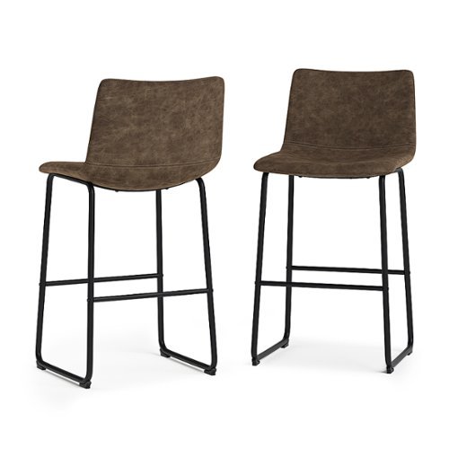 Simpli Home - Warner Bar Stool (Set of 2) - Distressed Brown