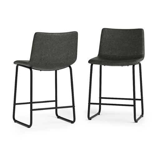 

Simpli Home - Warner Counter Height Stool (Set of 2) - Distressed Charcoal Grey