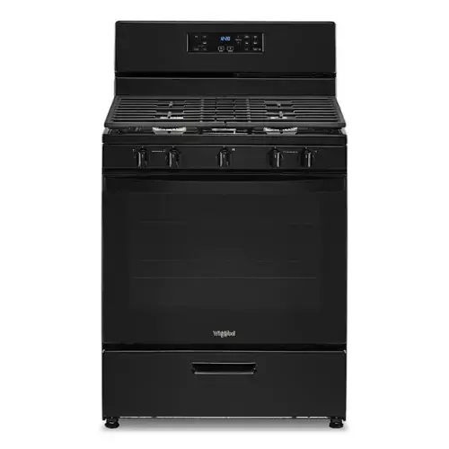 Front. Whirlpool - 5.1 Cu. Ft. Freestanding Gas Range with Edge to Edge Cooktop - Black.