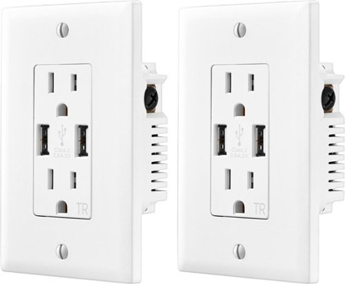 Image of Insignia™ - 2 Pack - 2-Outlet In-Wall Outlet with 2 USB Ports - White
