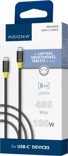 Insignia™ 8ft 100W USB-C to USB-C Charge-and-Sync Braided Cable - Black GLOBAL SHIPPING