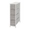 Alamont Home - 4 Drawer Slim Wood Top Cast Iron Frame Vertical Storage Dresser with Easy Pull Fabric Drawers - White/Gray-Front_Standard