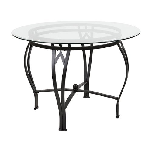 Flash Furniture - Ashmont Collection Glass End Table with "S" Shaped Contemporary Steel Design - Clear Top/Black...