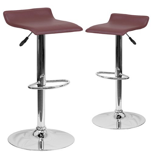 

Flash Furniture - Contemporary Vinyl Adjustable Height Barstool with Wave Seat (set of 2) - Burgundy