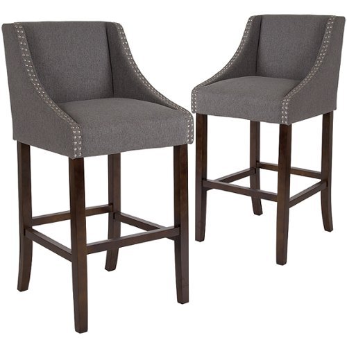 

Flash Furniture - Carmel Series Transitional Walnut Barstool (set of 2) - Dark Gray Fabric