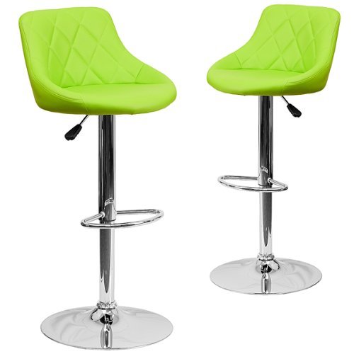 

Flash Furniture - Contemporary Vinyl Adjustable Height Bucket Seat Diamond Pattern Barstool (set of 2) - Green