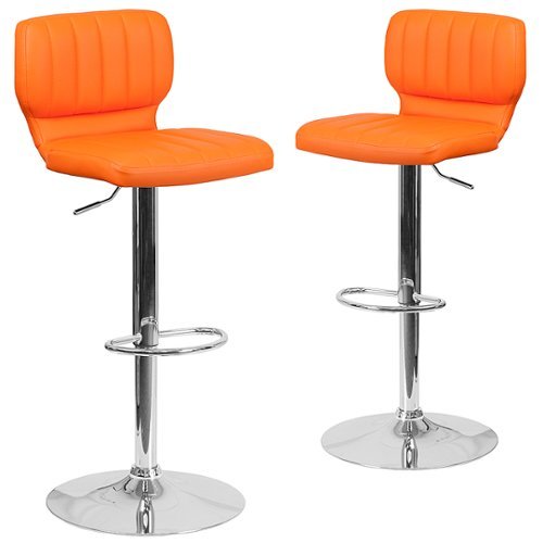 

Flash Furniture - Contemporary Vinyl Adjustable Height Barstool (set of 2) - Orange Vinyl
