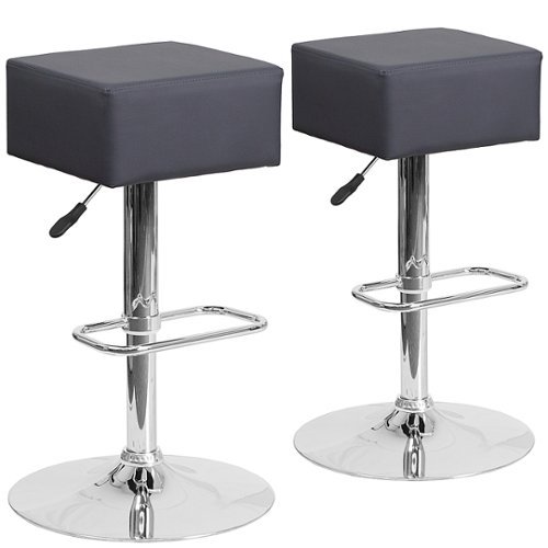

Flash Furniture - Contemporary Vinyl Adjustable Height Barstool with Square Seat (set of 2) - Gray