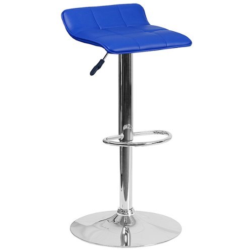 Alamont Home - Contemporary Vinyl Adjustable Height Barstool - Blue