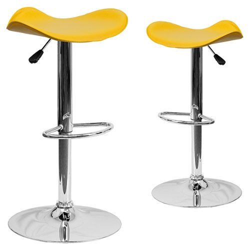 

Flash Furniture - Contemporary Vinyl Adjustable Height Barstool with Wavy Seat (set of 2) - Yellow
