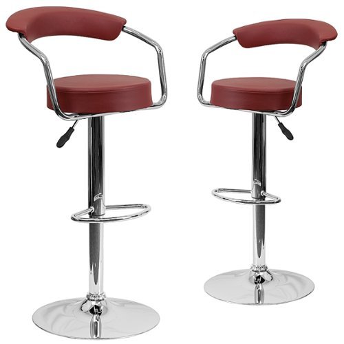 

Flash Furniture - Contemporary Vinyl Adjustable Height Barstool with Arms (set of 2) - Burgundy