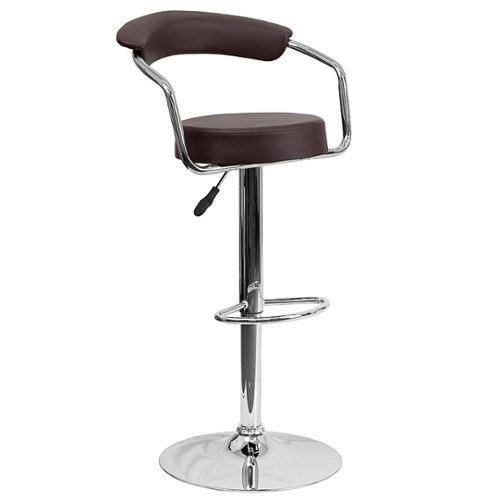 Alamont Home - Contemporary Vinyl Adjustable Height Barstool - Brown