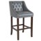 Alamont Home - Carmel Series Transitional Tufted Walnut Barstool - Light Gray LeatherSoft-Front_Standard